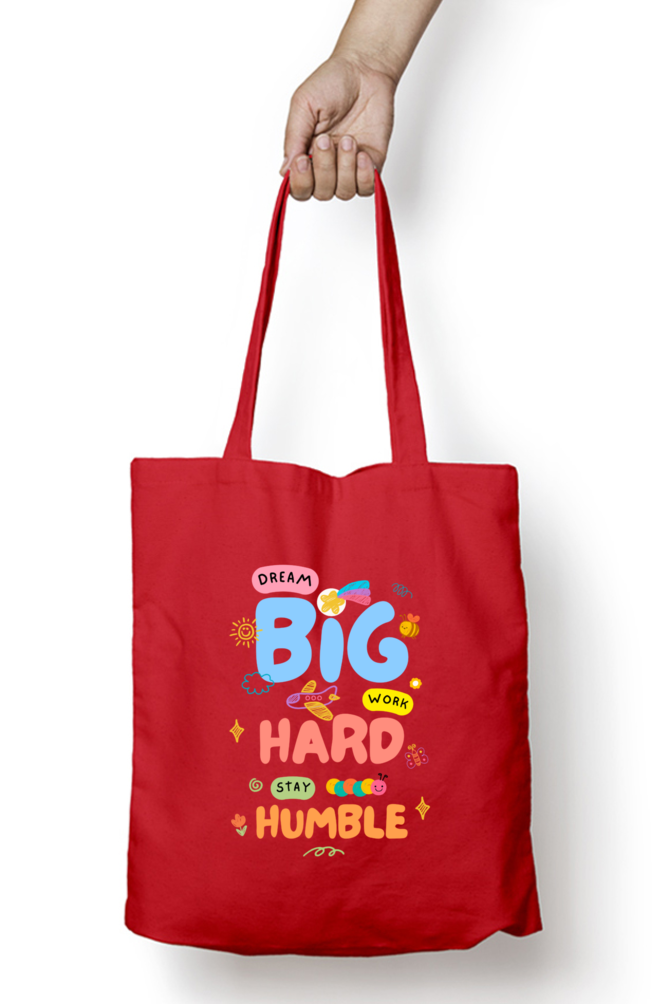 Chase Your Dreams with Heart: "Dream Big Work Hard Stay Humble" Whimsical Tote Zipper Bag – Custom from Glamlittles