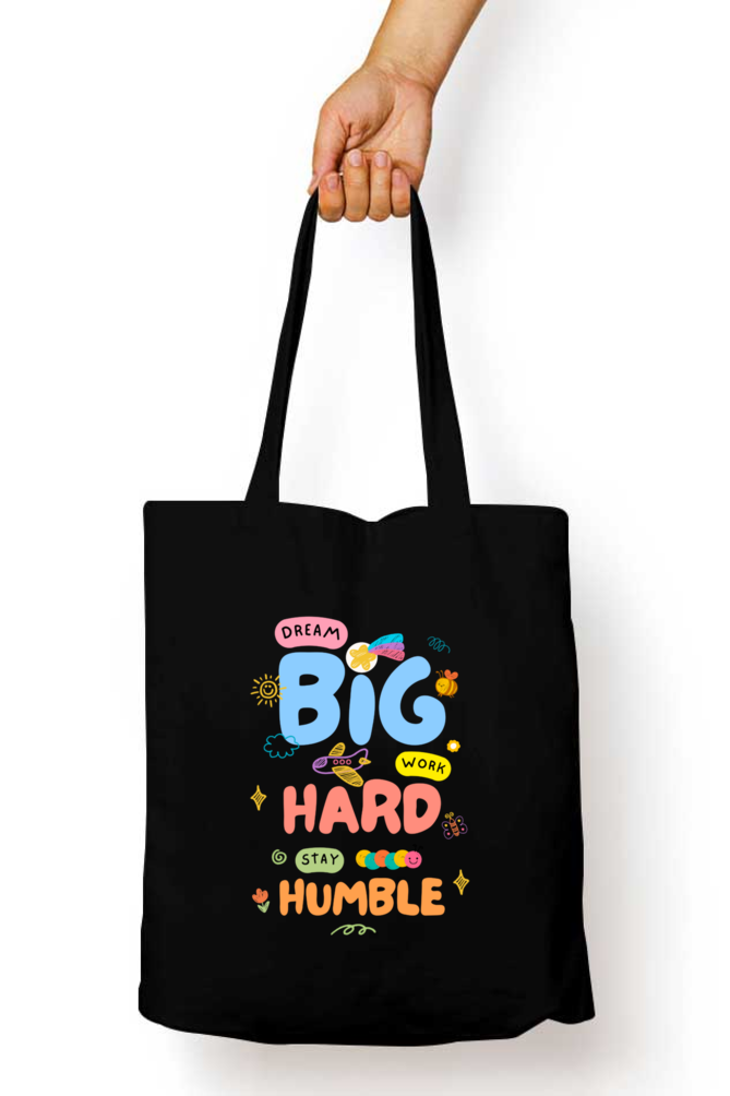 Chase Your Dreams with Heart: "Dream Big Work Hard Stay Humble" Whimsical Tote Zipper Bag – Custom from Glamlittles
