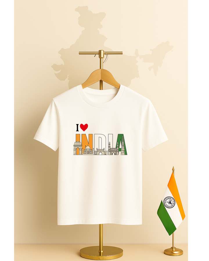 I ❤️ INDIA Patriotic Landmark Graphic T-Shirt