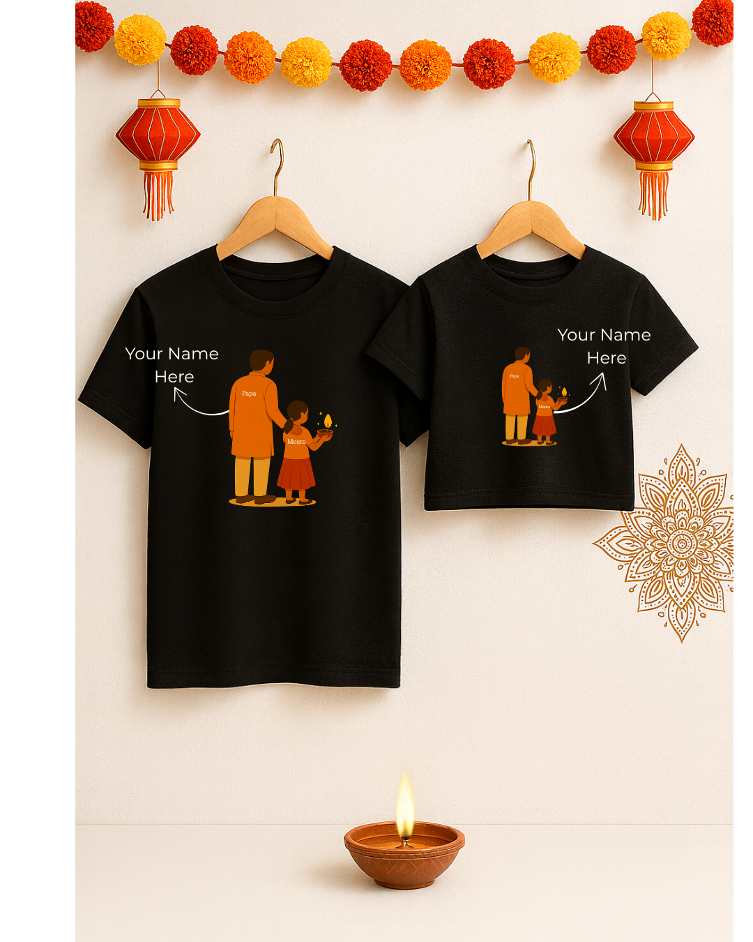 Daddy & Daughter Matching T-Shirts - Diwali Edition