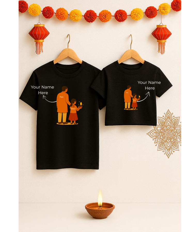 Daddy & Daughter Matching T-Shirts - Diwali Edition