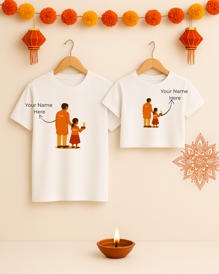 Daddy & Daughter Matching T-Shirts - Diwali Edition
