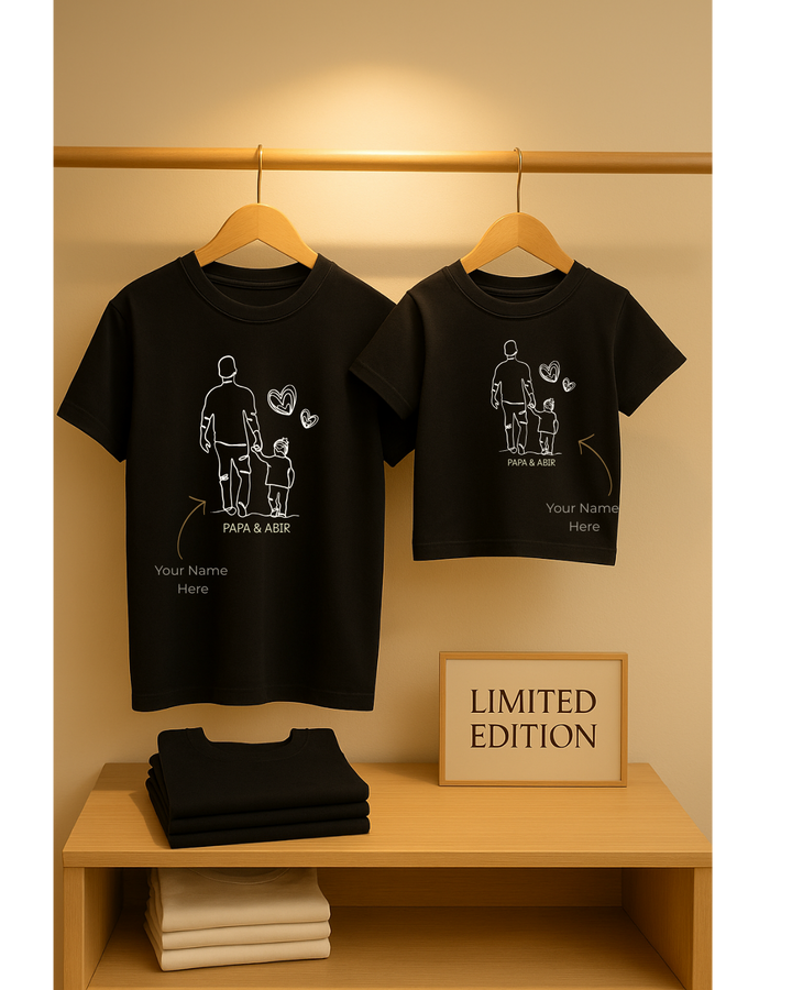 Daddy & Me Custom T-Shirt – Papa & Son Walking Silhouette